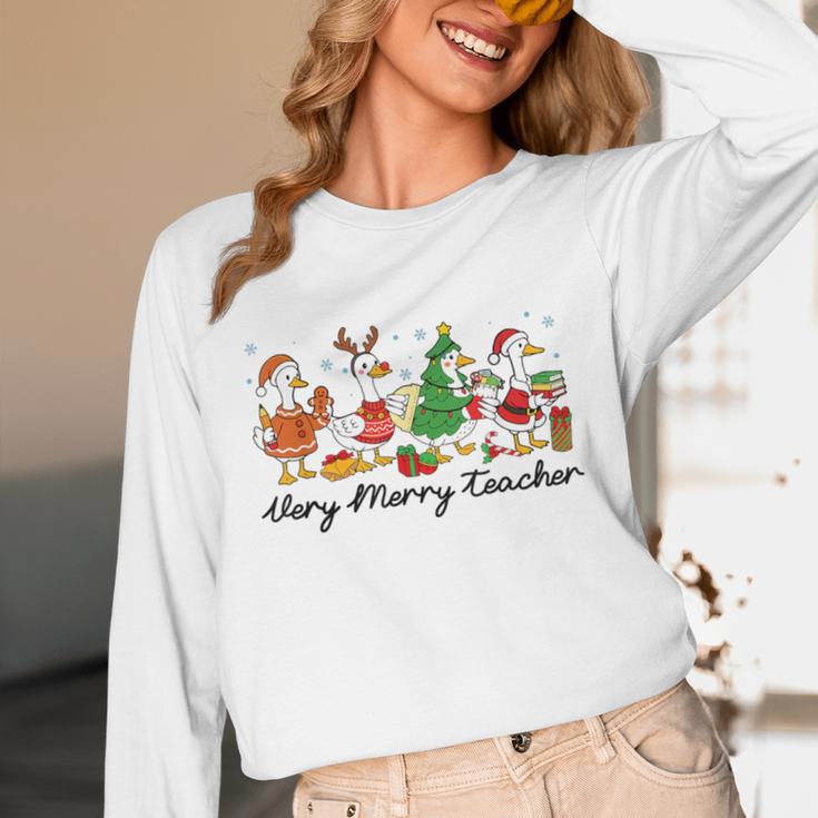 Very Merry Teacher Christmas Goose Silly Holiday Party Unisex Long Sleeve T-Shirt, funny design Very Merry Teacher Christmas Goose Silly Holiday Party Unisex Long Sleeve T-Shirt, funny design