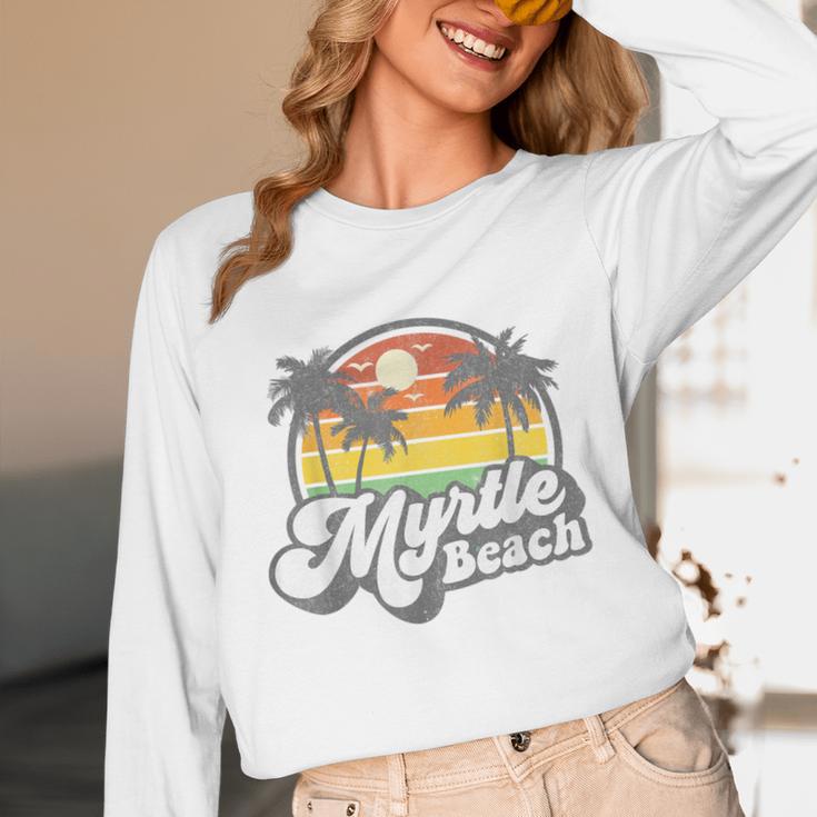 Myrtle Beach South Carolina Retro 70s Vintage Vacation Unisex Long Sleeve T-Shirt, funny design