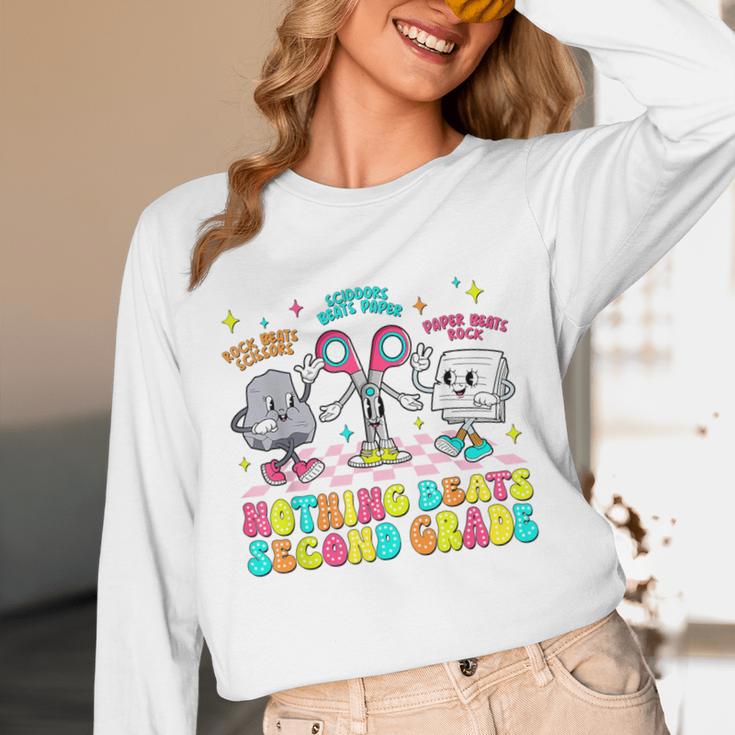 Nothing Beats 2nd Second Grade Back To School Teacher Kids Unisex Long Sleeve T-Shirt, funny design