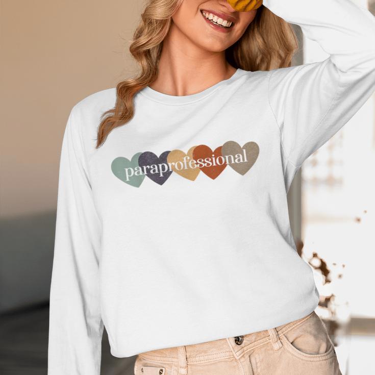 Paraprofessional Teacher Hearts Back To School Teach Rainbow Men Women Kids Unisex Long Sleeve T-Shirt, funny design