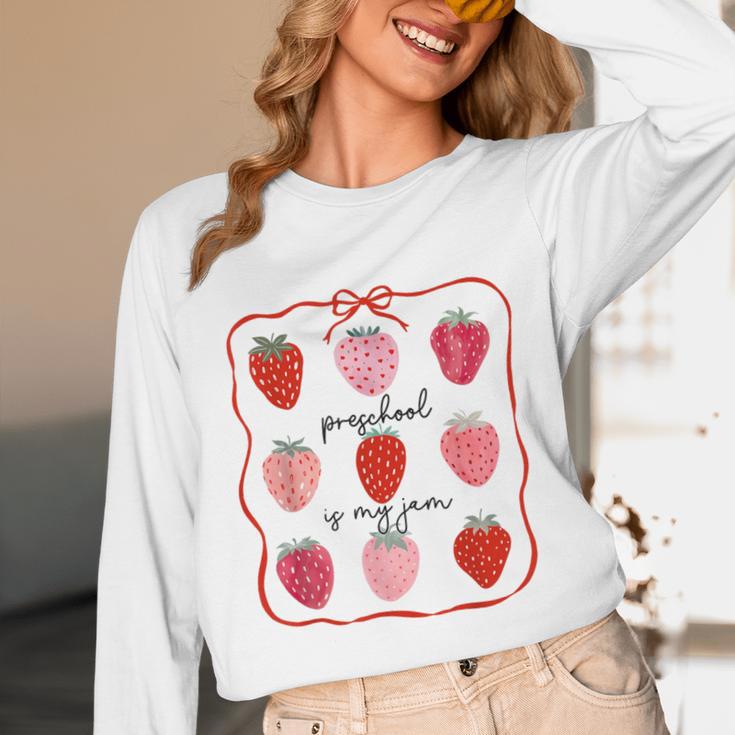 Preschool Is My Jam Strawberry Teacher First Day Of School Unisex Long Sleeve T-Shirt, funny design Preschool Is My Jam Strawberry Teacher First Day Of School Unisex Long Sleeve T-Shirt, funny design