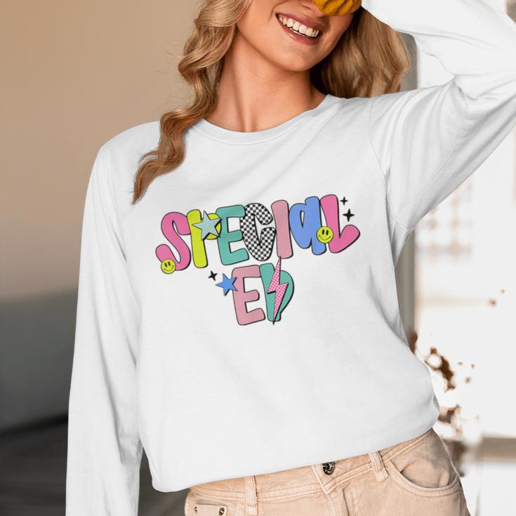 Retro Checkered Special Education Teacher Back To School Unisex Long Sleeve T-Shirt, funny design Retro Checkered Special Education Teacher Back To School Unisex Long Sleeve T-Shirt, funny design