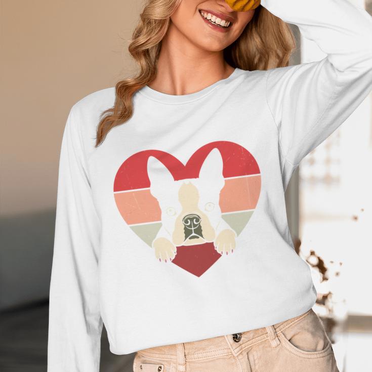 Retro Heart Boston Terrier Dog Vintage Valentine Unisex Long Sleeve T-Shirt, funny design