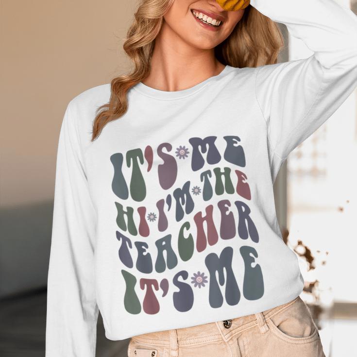 Retro IT'S ME Hi I'm The TEACHER Groovy Testing Squad Pink Unisex Long Sleeve T-Shirt, funny design Retro IT'S ME Hi I'm The TEACHER Groovy Testing Squad Pink Unisex Long Sleeve T-Shirt, funny design