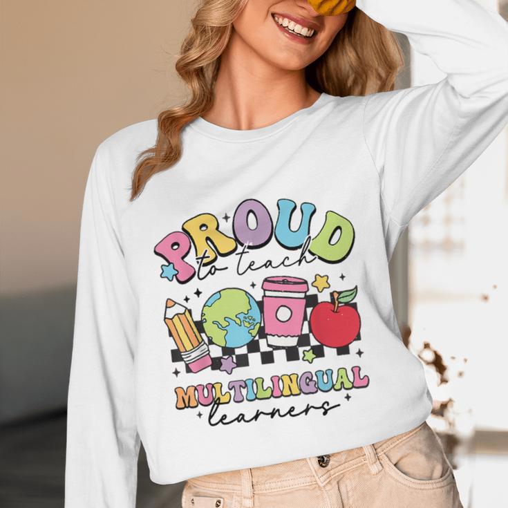 Retro Proud To Teach Multilingual Learners English Teacher Unisex Long Sleeve T-Shirt, funny design Retro Proud To Teach Multilingual Learners English Teacher Unisex Long Sleeve T-Shirt, funny design
