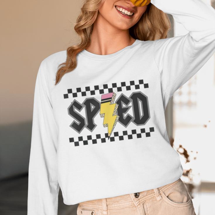 Retro SPED Teacher Pencil Lightning Bolt Back To School Unisex Long Sleeve T-Shirt, funny design