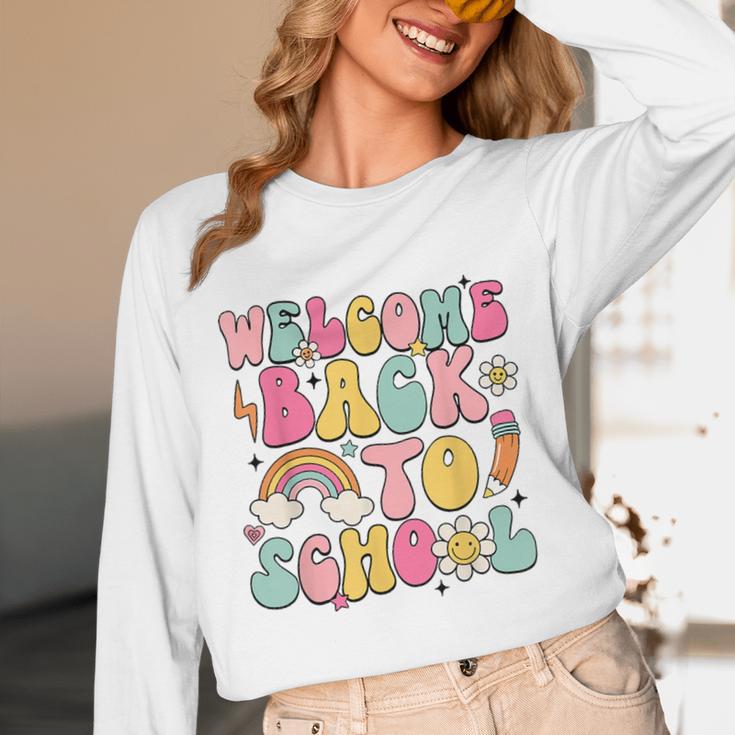 Retro Welcome Back To School Teacher Appreciation Boys Girls Unisex Long Sleeve T-Shirt, funny design Retro Welcome Back To School Teacher Appreciation Boys Girls Unisex Long Sleeve T-Shirt, funny design