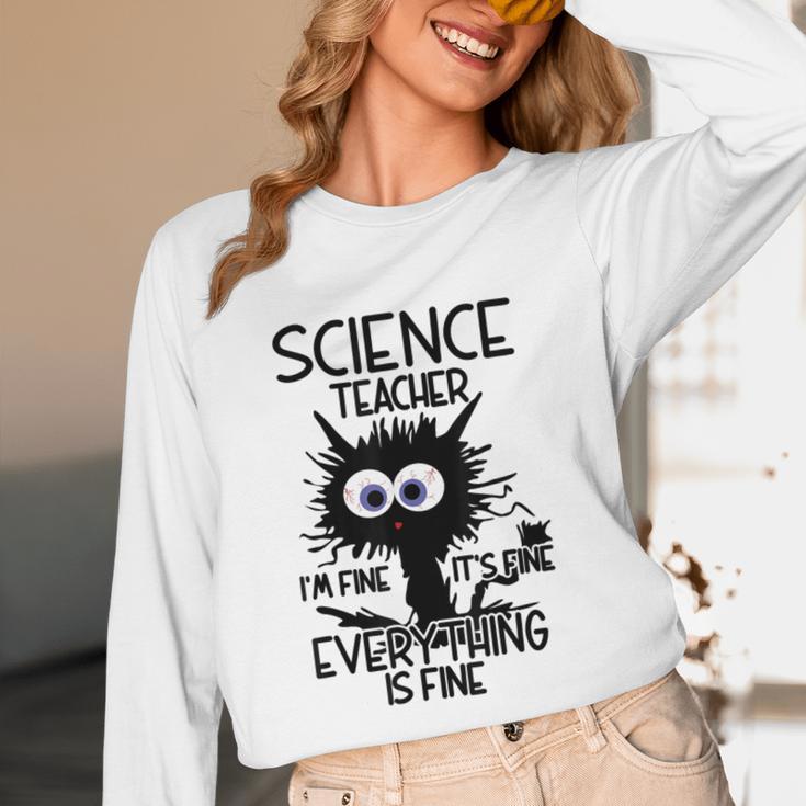 Science Teacher Appreciation Merch -Adults -Youth Grey Classic Fit Modern Science Theme Cartoon Unisex Long Sleeve T-Shirt, funny design
