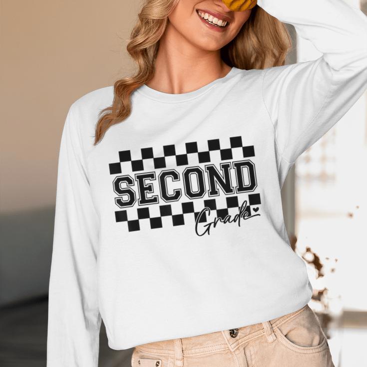 Second Grade Checkered Teacher 1st Day Back To School Women Unisex Long Sleeve T-Shirt, funny design Second Grade Checkered Teacher 1st Day Back To School Women Unisex Long Sleeve T-Shirt, funny design