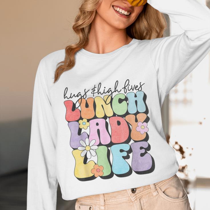 Soul Bleach Teacher Staff First Day Of School Last Hugs & High Fives Lunch Lady Vibes Blue Classic Fit Unisex Long Sleeve T-Shirt, funny design Soul Bleach Teacher Staff First Day Of School Last Hugs & High Fives Lunch Lady Vibes Blue Classic Fit Unisex Long Sleeve T-Shirt, funny design