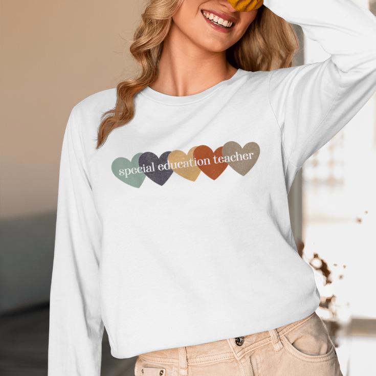 Special Education Teacher Heart Back To School Teach Rainbow Men Women Girls Kids Unisex Long Sleeve T-Shirt, funny design