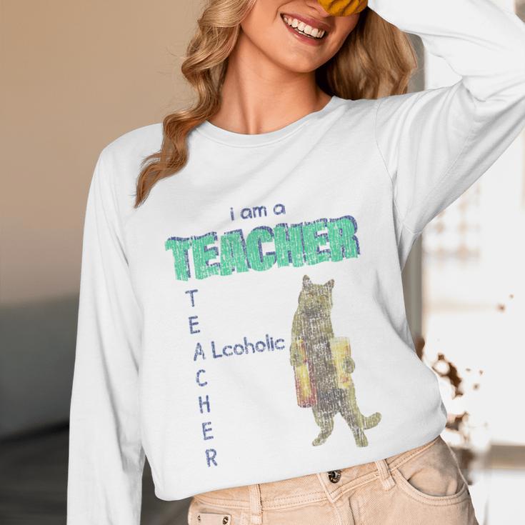 I Am A Teacher Alcoholic Cat Beer Feline Men Women Unisex Long Sleeve T-Shirt, funny design I Am A Teacher Alcoholic Cat Beer Feline Men Women Unisex Long Sleeve T-Shirt, funny design