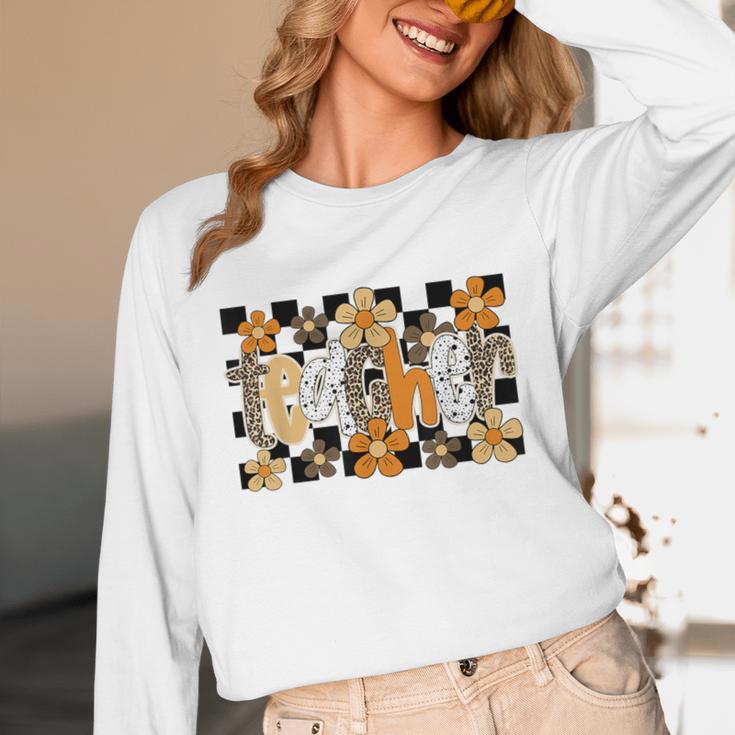 Teacher Appreciation Boho Floral Leopard Checkered Unisex Long Sleeve T-Shirt, funny design Teacher Appreciation Boho Floral Leopard Checkered Unisex Long Sleeve T-Shirt, funny design