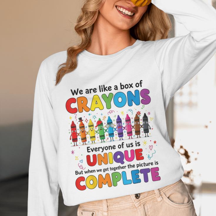 Teacher We Are Like a Box Of Crayons Back To School Unisex Long Sleeve T-Shirt, funny design Teacher We Are Like a Box Of Crayons Back To School Unisex Long Sleeve T-Shirt, funny design