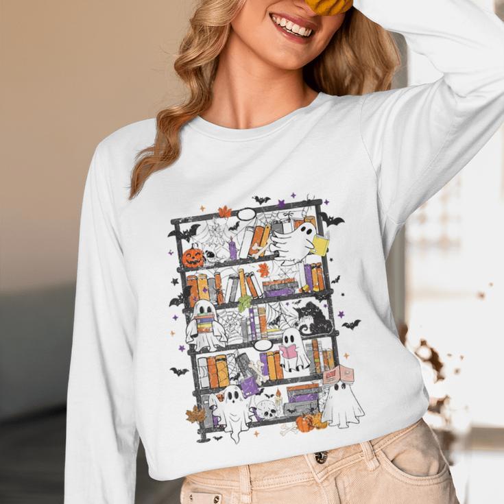 Teacher Library Ghost Reading Book Halloween Cat Unisex Long Sleeve T-Shirt, funny design Teacher Library Ghost Reading Book Halloween Cat Unisex Long Sleeve T-Shirt, funny design