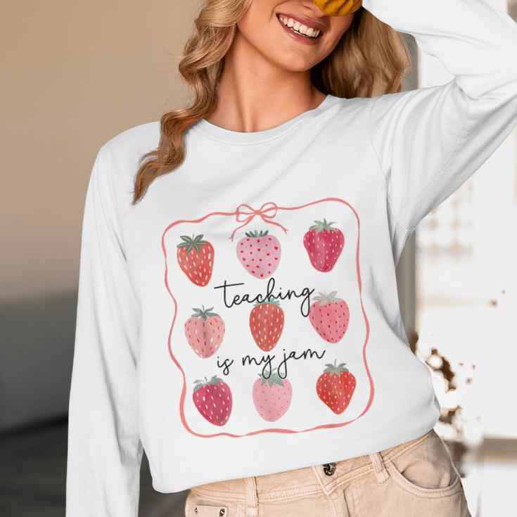 Teaching Is My Jam Teacher Team Crew Cute Strawberry Girls Unisex Long Sleeve T-Shirt, funny design