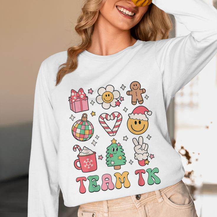 Team TK Teacher Christmas Groovy Smile Face Girl Boy Kid TK Unisex Long Sleeve T-Shirt, funny design Team TK Teacher Christmas Groovy Smile Face Girl Boy Kid TK Unisex Long Sleeve T-Shirt, funny design