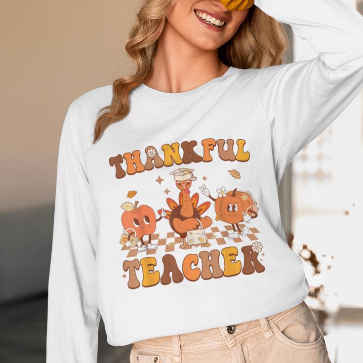 Thankful Teacher Retro Groovy Thanksgiving Fall Women Men Unisex Long Sleeve T-Shirt, funny design Thankful Teacher Retro Groovy Thanksgiving Fall Women Men Unisex Long Sleeve T-Shirt, funny design