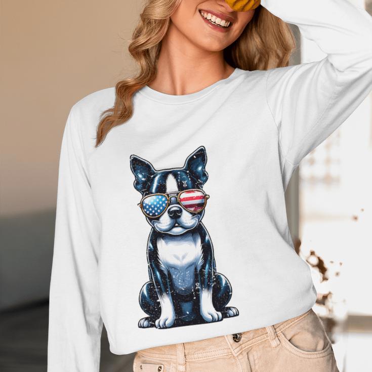USA Flag Boston Terrier Best Dog Mom Ever 2025 Unisex Long Sleeve T-Shirt, funny design