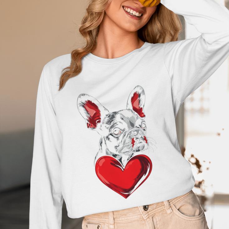 Valentine's Day Boston Terrier Dog Vector Unisex Long Sleeve T-Shirt, funny design
