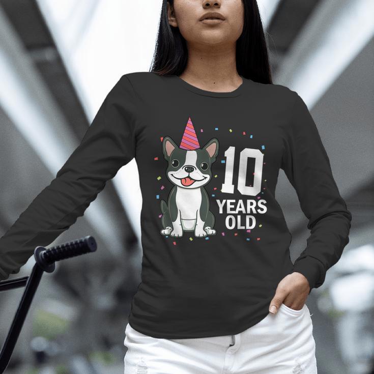 10 Years Old Birthday Boston Terrier Dog Lover 10th Party For Men Women Kids Unisex Long Sleeve T-Shirt, novelty gifts, funny gifts