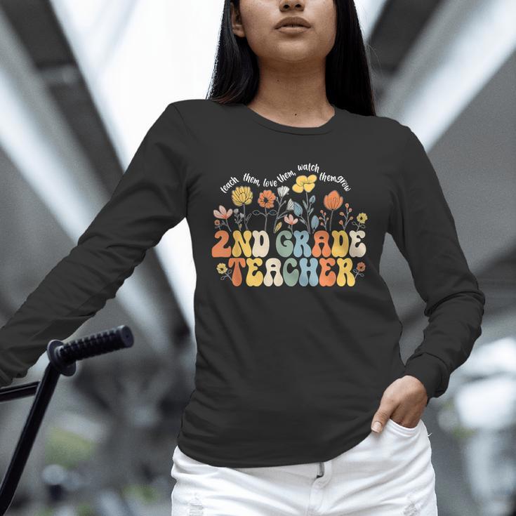 2nd Second Grade Teacher Appreciation Teaching Wildflowers Unisex Long Sleeve T-Shirt, novelty gifts, funny gifts