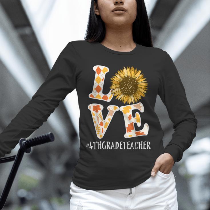 4th Grade Teacher Love Autumn Fall Sunflower Appreciation Unisex Long Sleeve T-Shirt, novelty gifts, funny gifts