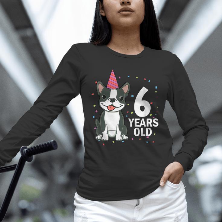 6 Years Old Birthday Boston Terrier Dog Lover 6th Party Kid Unisex Long Sleeve T-Shirt, novelty gifts, funny gifts