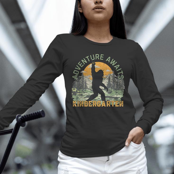 Adventure Awaits Bigfoot Teacher Kindergarten Back To School Unisex Long Sleeve T-Shirt, novelty gifts, funny gifts