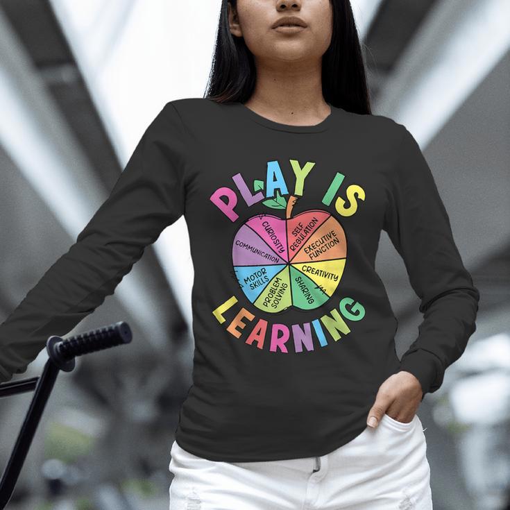 Apple Retro Play Is Learning Kindergarten Teacher Daycare Unisex Long Sleeve T-Shirt, novelty gifts, funny gifts