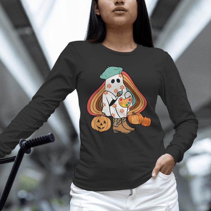 Art Teacher Painting Brushes Retro Pumpkin Ghost Artist Unisex Long Sleeve T-Shirt, novelty gifts, funny gifts Art Teacher Painting Brushes Retro Pumpkin Ghost Artist Unisex Long Sleeve T-Shirt, novelty gifts, funny gifts