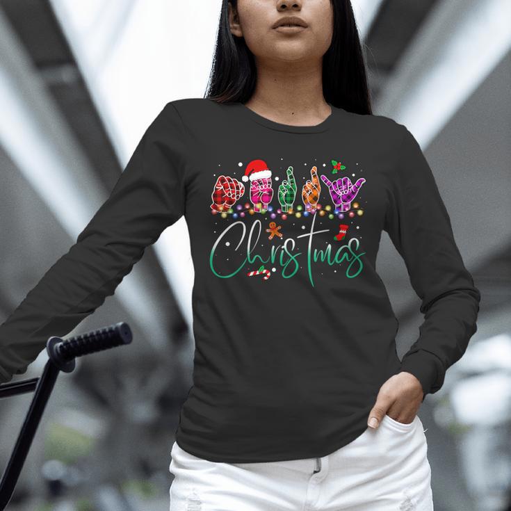 ASL Christmas Buffalo Plaid Teacher American Sign Language Unisex Long Sleeve T-Shirt, novelty gifts, funny gifts ASL Christmas Buffalo Plaid Teacher American Sign Language Unisex Long Sleeve T-Shirt, novelty gifts, funny gifts