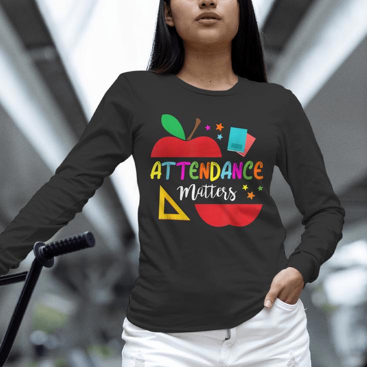 Attendance Matters Teacher Apple For Back To School Unisex Long Sleeve T-Shirt, novelty gifts, funny gifts Attendance Matters Teacher Apple For Back To School Unisex Long Sleeve T-Shirt, novelty gifts, funny gifts