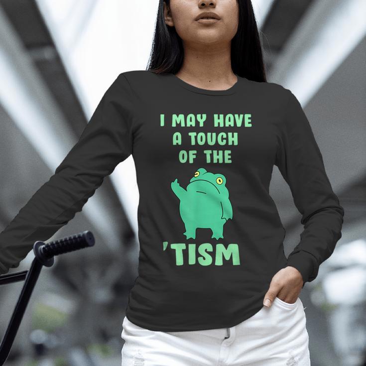 Autism Awareness Neurodiversity Teacher Frog I May Have A Touch Of The Tism Neurodivergent Small Unisex Long Sleeve T-Shirt, novelty gifts, funny gifts