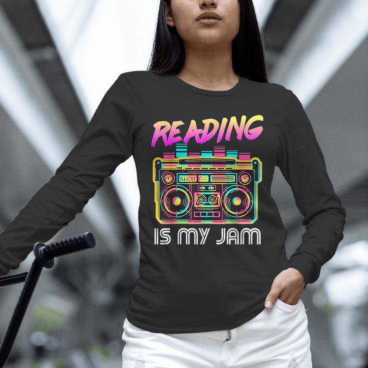 Back To School Retro Reading Is My Jam 80s Teacher Boombox Unisex Long Sleeve T-Shirt, novelty gifts, funny gifts