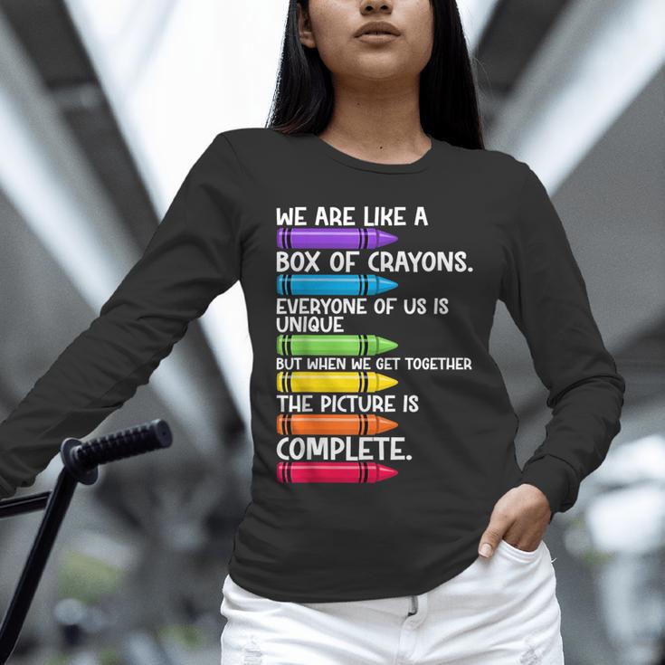 Back To School Teacher We Are Like A Box Of Crayons Unisex Long Sleeve T-Shirt, novelty gifts, funny gifts Back To School Teacher We Are Like A Box Of Crayons Unisex Long Sleeve T-Shirt, novelty gifts, funny gifts