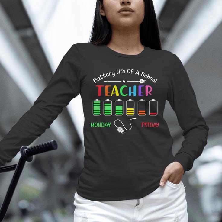 Battery Life Of A School Teacher Monday To Friday For Men Women Unisex Long Sleeve T-Shirt, novelty gifts, funny gifts Battery Life Of A School Teacher Monday To Friday For Men Women Unisex Long Sleeve T-Shirt, novelty gifts, funny gifts
