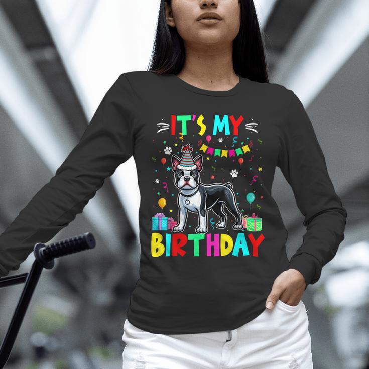 My Birthday Colorful Costume Boston Terrier Party Unisex Long Sleeve T-Shirt, novelty gifts, funny gifts