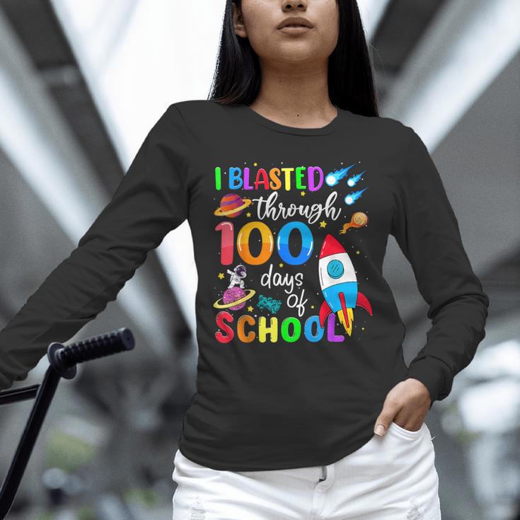 I Blasted Through 100 Days Of School 100th Day Teacher Kids Unisex Long Sleeve T-Shirt, novelty gifts, funny gifts