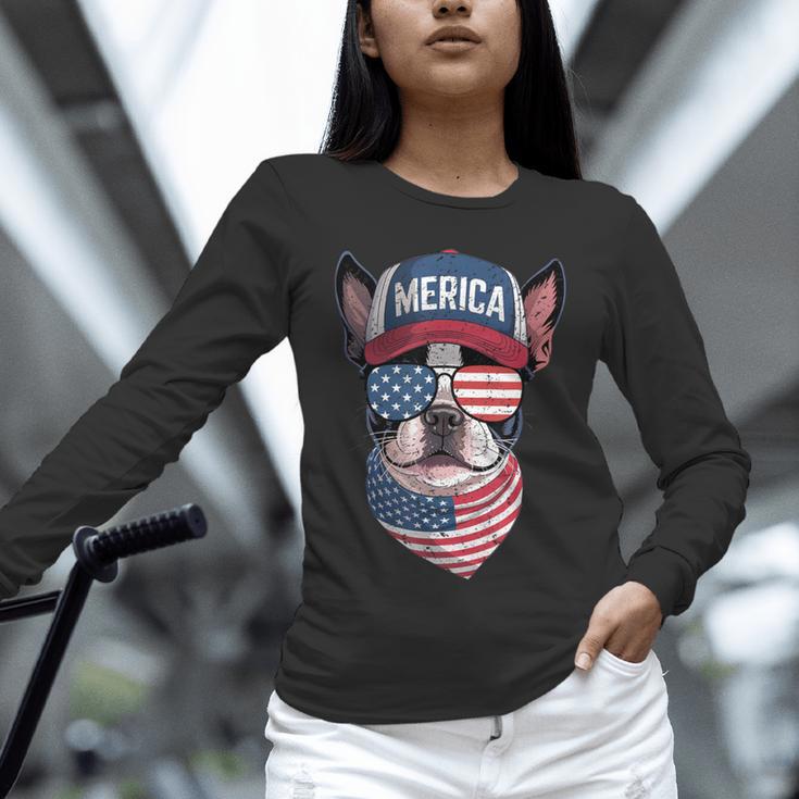 Boston Terrier 4th Of July US Merica Bostie Dog Patriotic For Men Women Kids Unisex Long Sleeve T-Shirt, novelty gifts, funny gifts