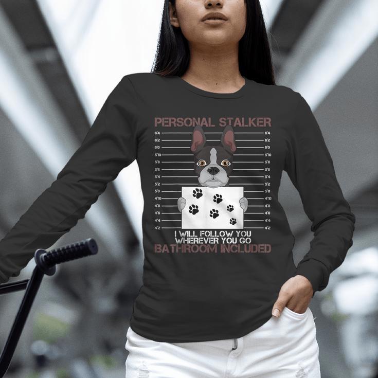 Boston Terrier American Gentleman Personal Stalker Dog Lover Unisex Long Sleeve T-Shirt, novelty gifts, funny gifts