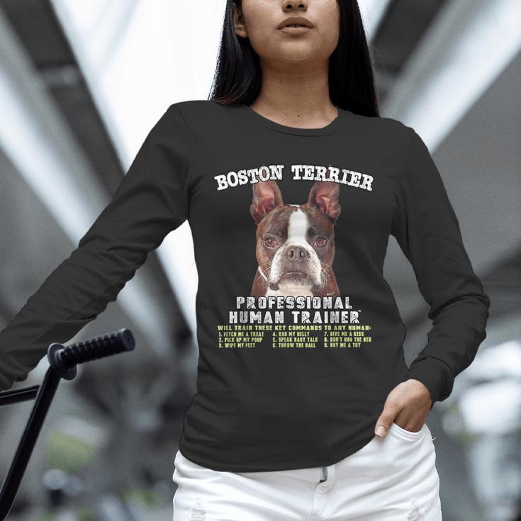 Boston Terrier Brindle Dog Professional Human Trainer Unisex Long Sleeve T-Shirt, novelty gifts, funny gifts