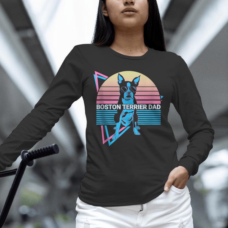 Boston Terrier Dad Retro Unisex Long Sleeve T-Shirt, novelty gifts, funny gifts