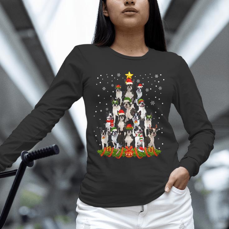 Boston Terrier Dog Christmas Tree Santa Hat Xmas Pajama Men Women Kids Unisex Long Sleeve T-Shirt, novelty gifts, funny gifts