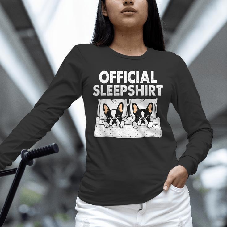 Boston Terrier Dog Official Sleep Pajamas Nightgown Unisex Long Sleeve T-Shirt, novelty gifts, funny gifts
