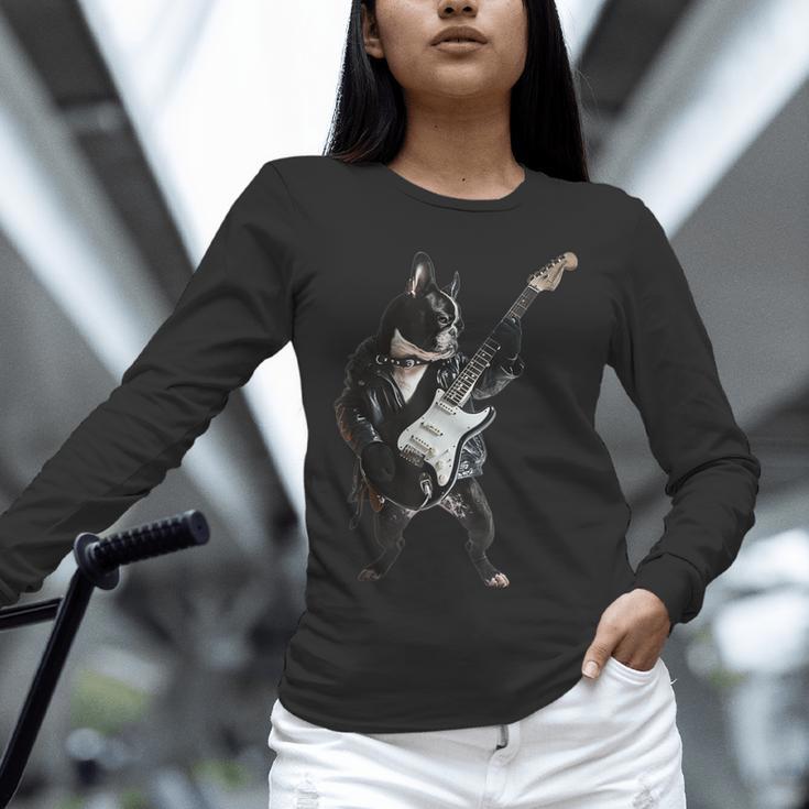 Boston Terrier Guitar Unisex Long Sleeve T-Shirt, novelty gifts, funny gifts