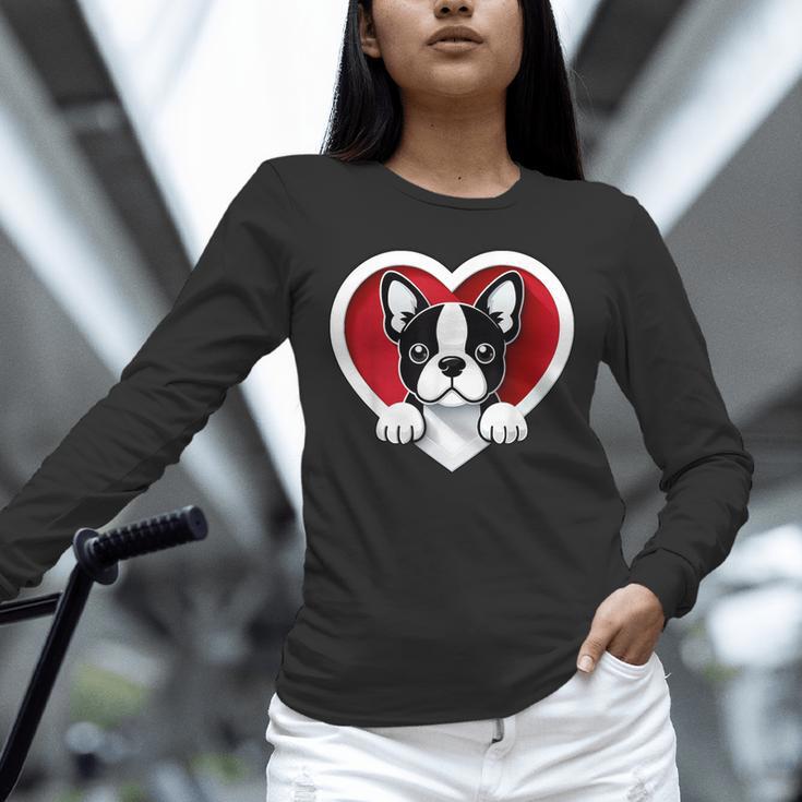 Boston Terrier Heart Cute Puppy Lover Or Dog Owner Unisex Long Sleeve T-Shirt, novelty gifts, funny gifts
