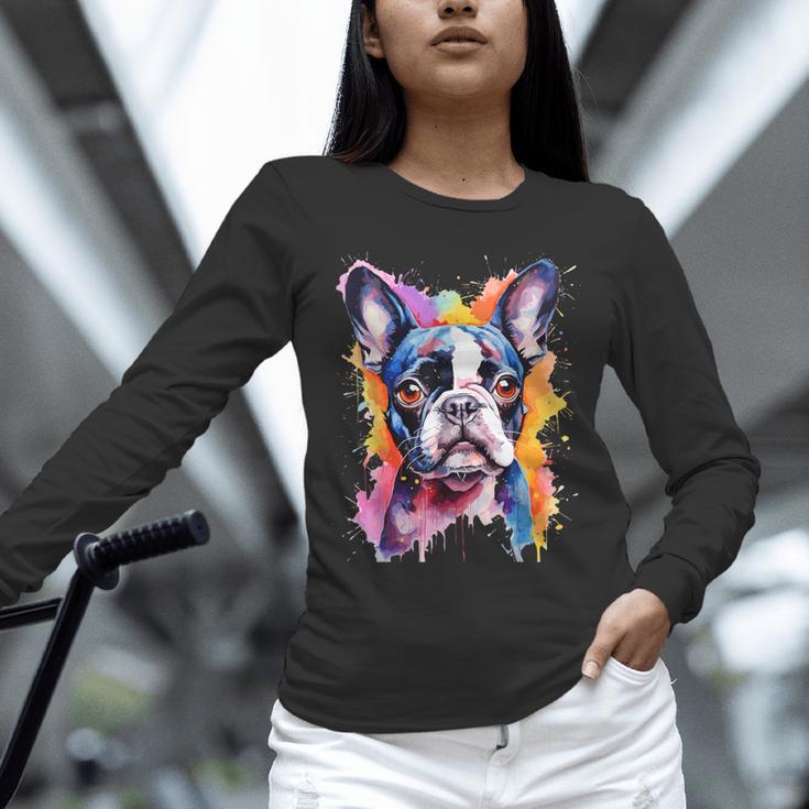 Boston Terrier Lover Pop Art Color Boston Terrier Dog For Men Women Girls Kids Unisex Long Sleeve T-Shirt, novelty gifts, funny gifts