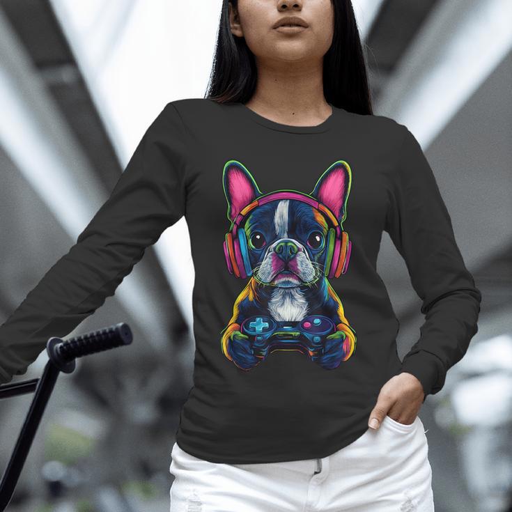Boston Terrier Lovers Gaming Headphones Boston Terrier Unisex Long Sleeve T-Shirt, novelty gifts, funny gifts