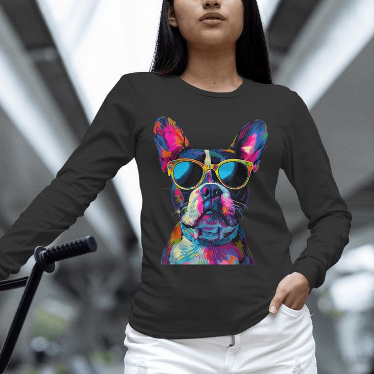 Boston Terrier Lovers Pop Art Boston Terrier Unisex Long Sleeve T-Shirt, novelty gifts, funny gifts